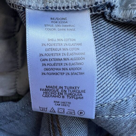 RE/Done 90s High Rise Ankle Crop Dark Western Rinse Jeans Size 32 Button Fly R15 - Picture 7 of 8